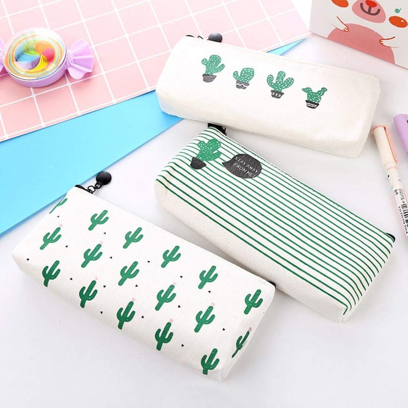 woobles Cartoon Stationery Pencil Case┃ Cute Pouch Pen Case Desk Pencil Holder ┃Cosmetic Makeup Organizer Bag ┃School Supplies Pouch Pencil Case with Zipper Closure (3Pcs) - Image 1
